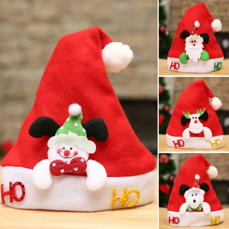 Рождественская шапка, детский Санта-Клаус, олень снеговик, милая шапочка, аксессуар, вечерние Детские платья Санта-Клауса, снеговика, нарядный костюм красного цвета