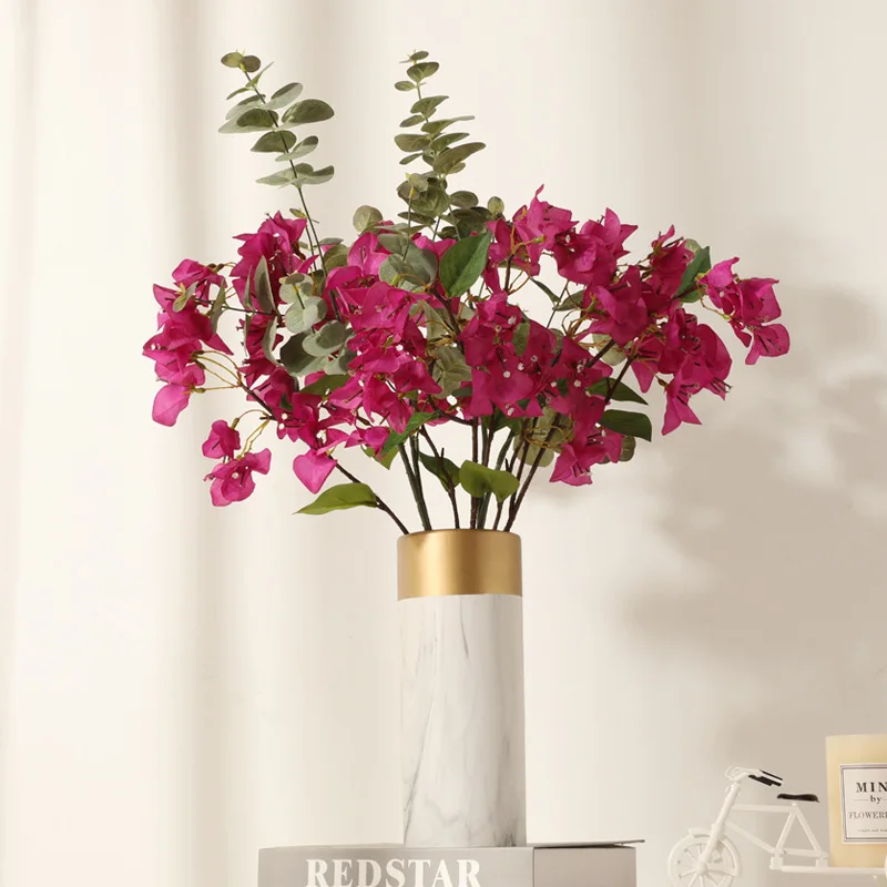 

High Grade Simulation Bougainvillea Bouquet Silk Artificial Flower Wedding Hotel Home Decoration Fake Flower Photography Props