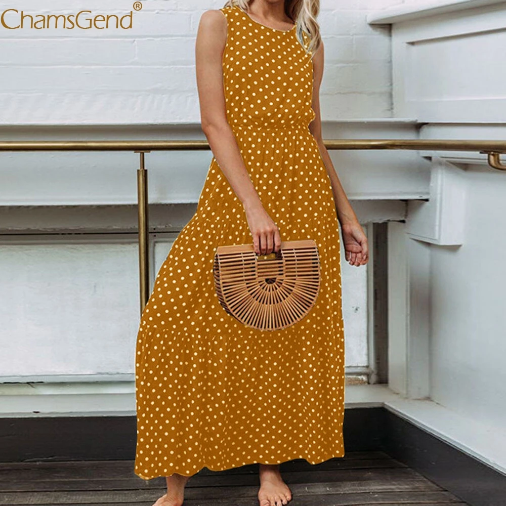 Ladies Dot Printing Dress Women Elegant Brief Dot Sleeveless Dresses Woman Party Night Maxi Dresses Round Neck Long Dress Sept Ladies Dot Printing Dress Women Elegant Brief Dot Sleeveless Dresses Woman Party Night Maxi Dresses Round Neck Long Dress Sept