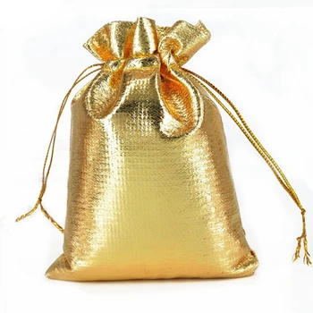 

100Pcs Gold Foil Organza Bag Candy Gift Bags Christmas Decoration Wedding Party Favor Pouch Gift Packaging Bags Drawstring Pouch