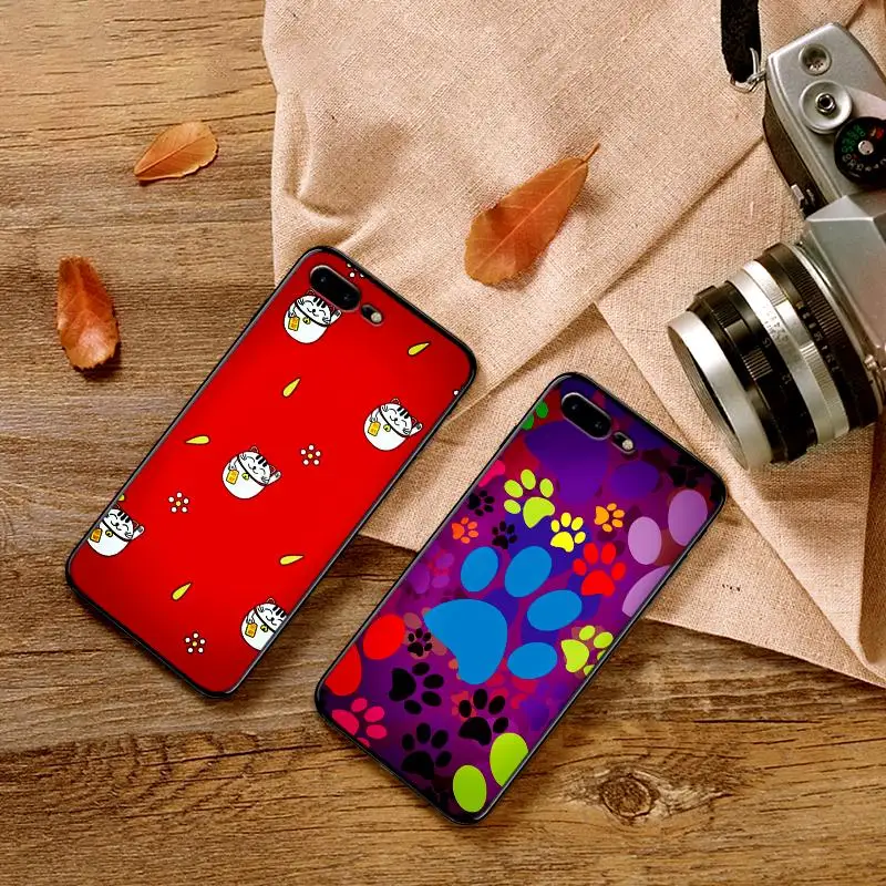 Симпатичные кошки и собаки с рисунком лапы чехол для iPhone 6 6S plus роскошный черный 5