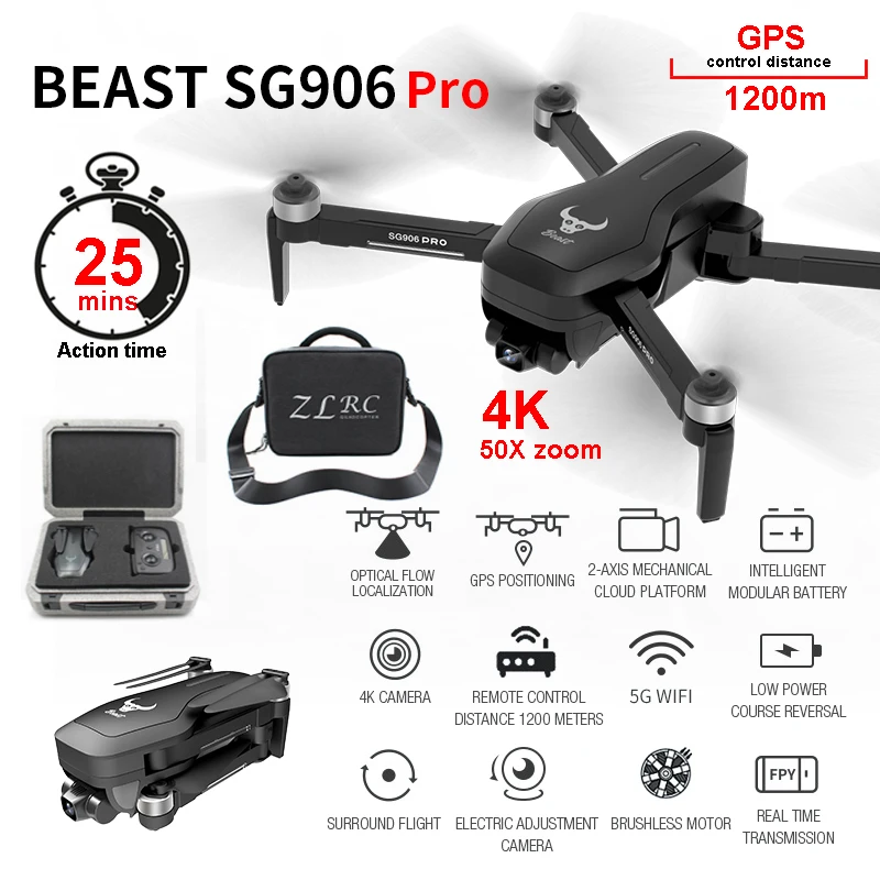 SG906 PRO GPS Дрон 4K с камерой Профессиональный бесщеточный 5G Wifi FPV оптическое