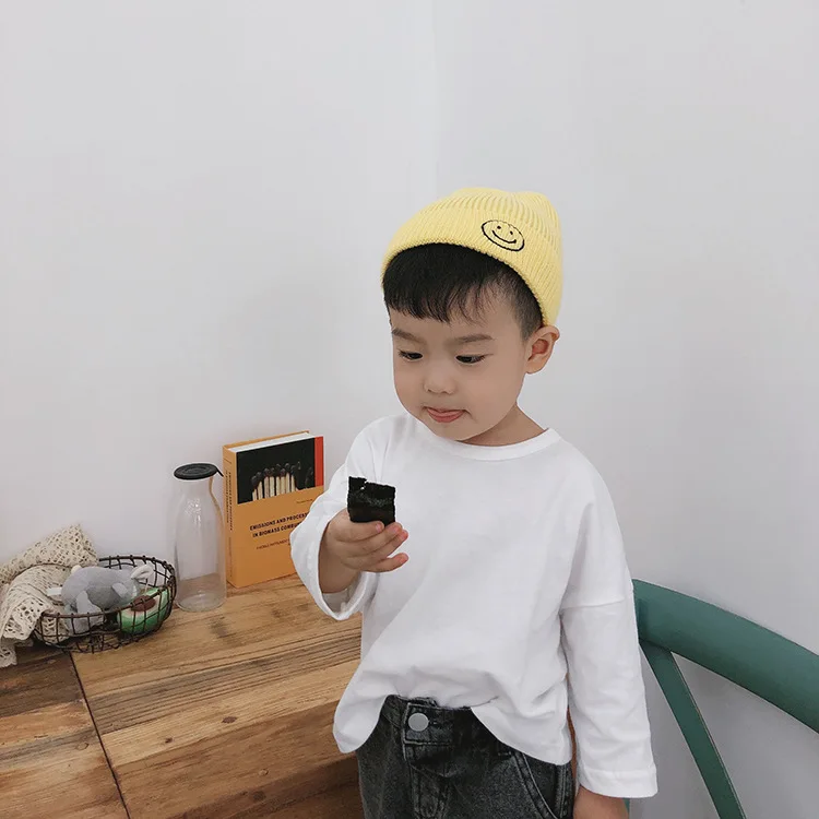 

Spring Autumn kids solid color long sleeve base T shirts boys sll-match cotton clothes Tops 1-7Y