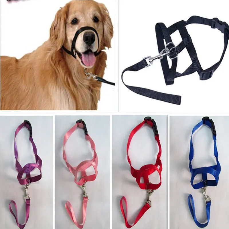 

Pets Safety Halter Harness Classic Leader Belt Head Dog Adjustable Collar No Pull Bite Straps Solid Training Leash Muzzle