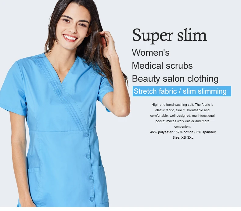 ANNO униформа для медсестры синий медицинский скрабы Набор доктор костюм для женщин больница Стоматологическая ткань хирургическое платье с регулируемой талией