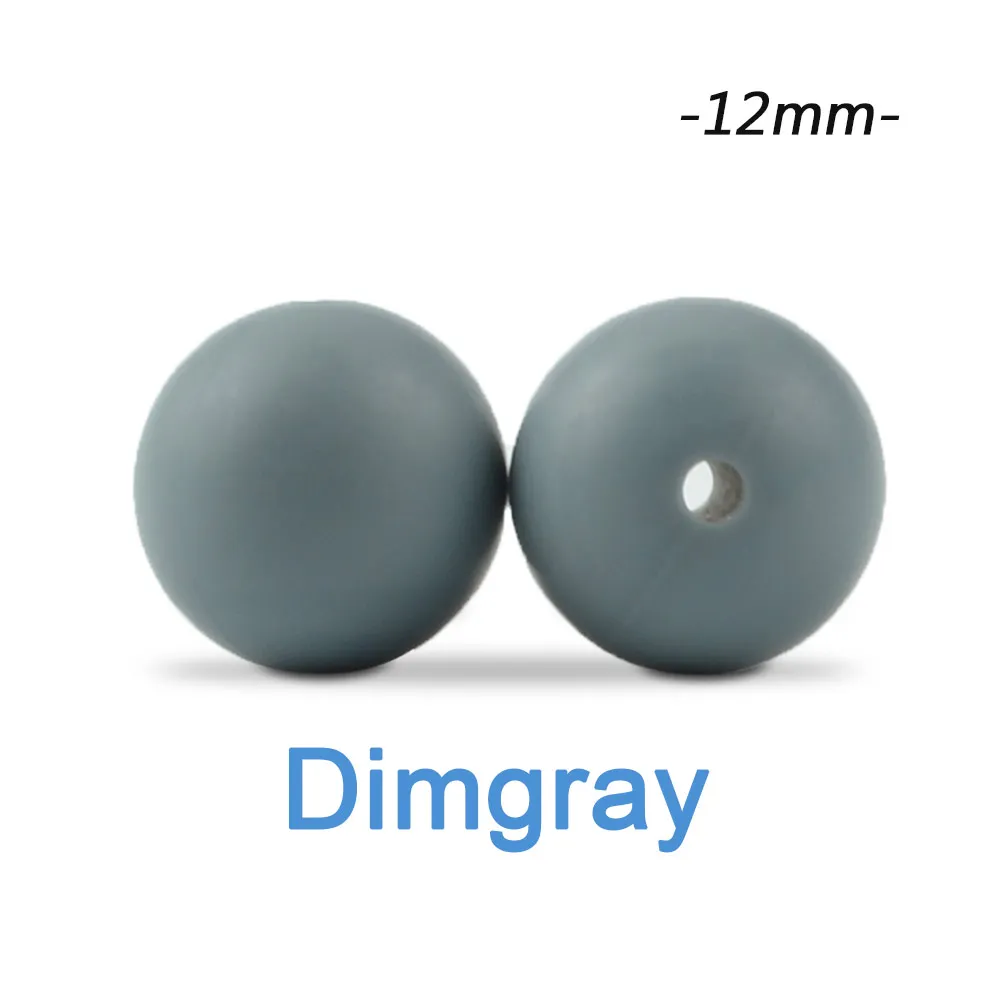 dimgray LOFCA 50 шт. силиконовые бусины 12 мм бусины из пищевого силикона детские товары для прорезывания зубов жевательные соски зажимы для кормления ожерелье - Цвет: dimgray