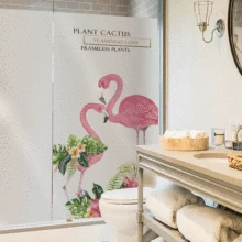 Стакан с Фламинго пленка без клея растение ванная комната Светильник Непрозрачный окно целлофан анти-Открытый стикер окна