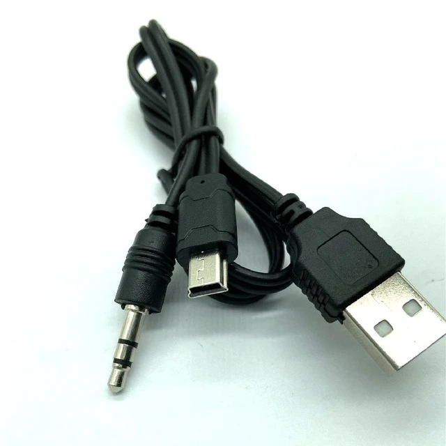 2 In 1 USB Cable 3.5mm Jack AUX Cable+USB Male Mini USB 5 Pin Charge for  Bluetooth Player Portable Speaker Date Cable Audio Wire