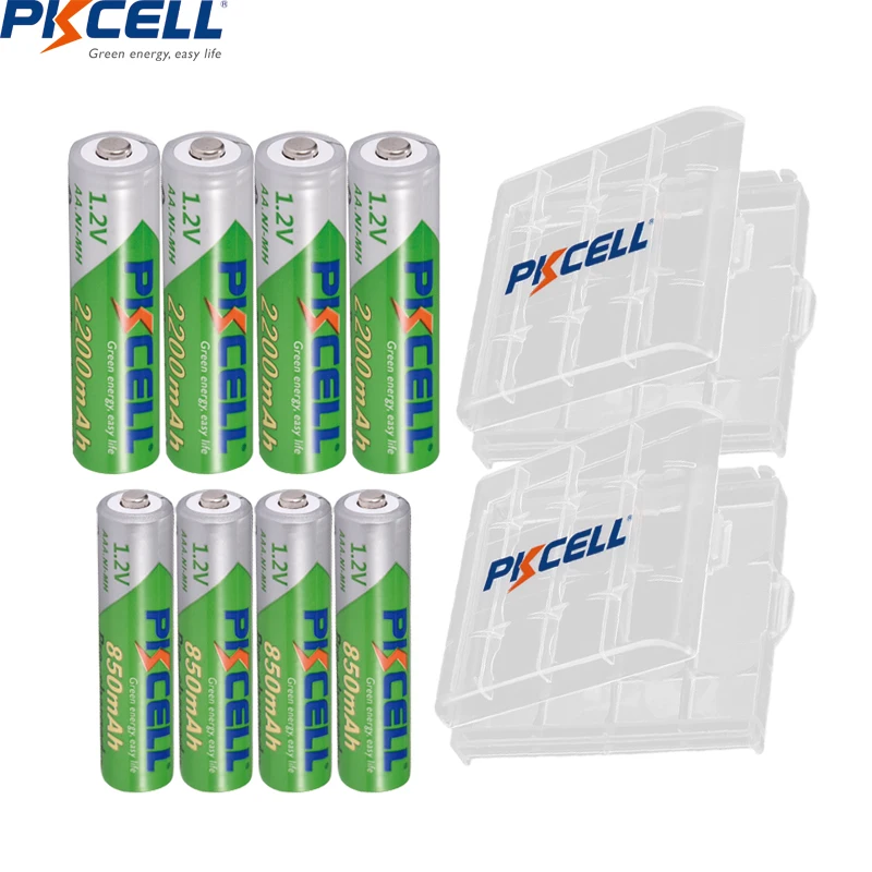 Аккумуляторы PKCELL 4 шт. 2200 мА · ч AAA 850 1 2 в Ni-MH AAA/AA и коробка | Электроника