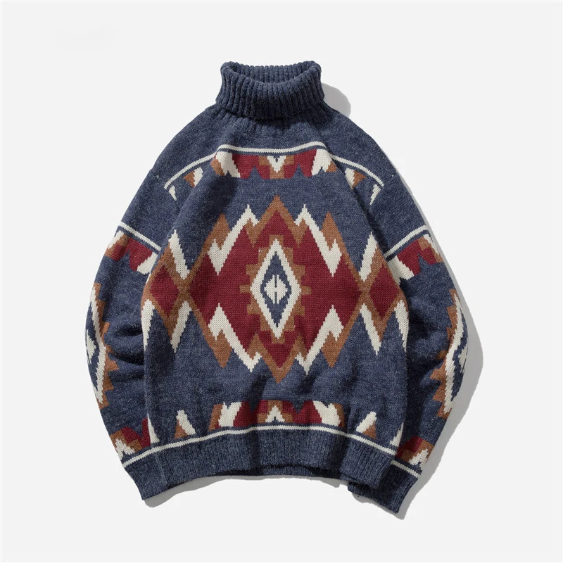 Turtleneck Men's Sweater New Winter Autumn Fashion Print Argyle Knitted Sweaters Casual Loose Vintage Pullovers for Young Men Turtleneck Men's Sweater New Winter Autumn Fashion Print Argyle Knitted Sweaters Casual Loose Vintage Pullovers for Young Men
