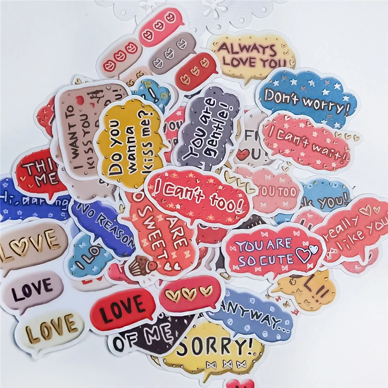 

40pcs/pack Cute Love Message Adhesive Diy Stickers Decorative Album Diary Stick Label Decor Stationery Stickers Pvc