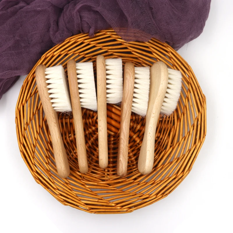 Hot Safety Good Quality Natural Wool beech Wooden Comb Kids Baby Hair Brush
