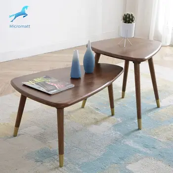 

Modern Home Center Coffee Table Solid Wood Tea Table High and low Combination coffee table Gold Leg