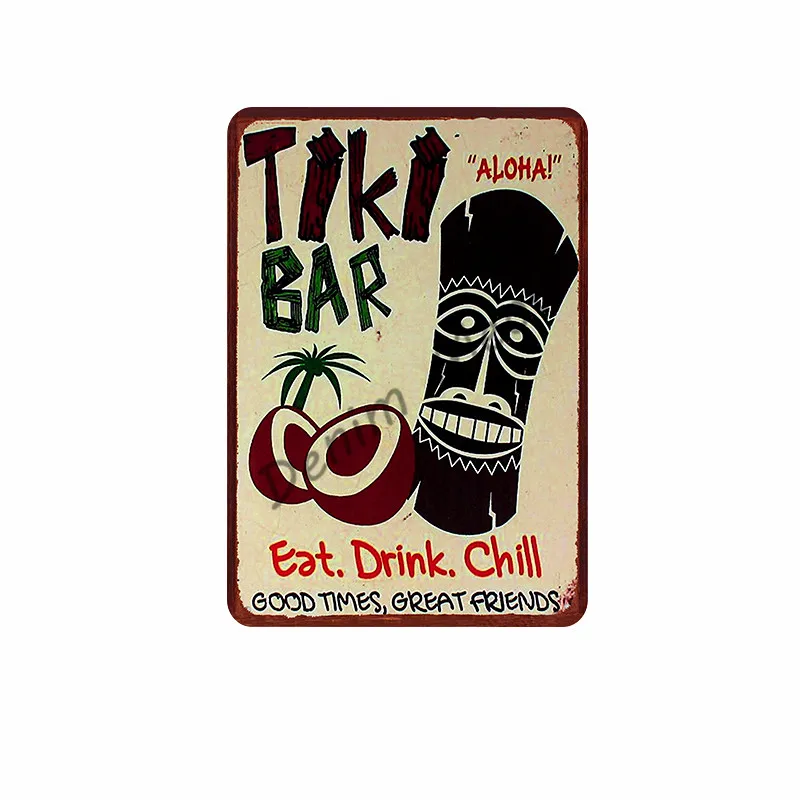 Tike Bar потертый шик металлические жестяные знаки тропический бар винтажная