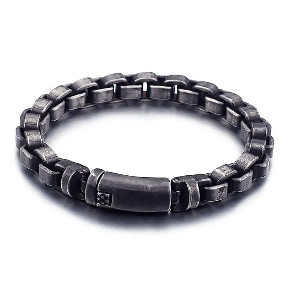 Винтажный 316 матовый нержавеющий звено цепи браслеты персонализированные Матовая коробка сплетенная цепочка Ювелирные Браслеты Аксессуары