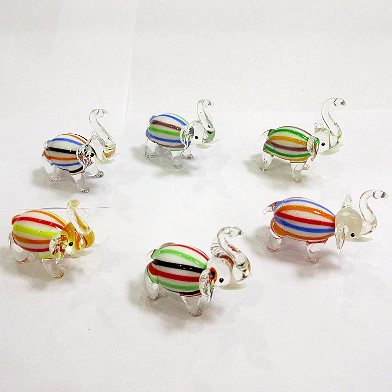 

6pcs Cute Style miniature Statue Line art design Glass Elephant Figurine Animals Collection Home Table Decoration Creative Gift