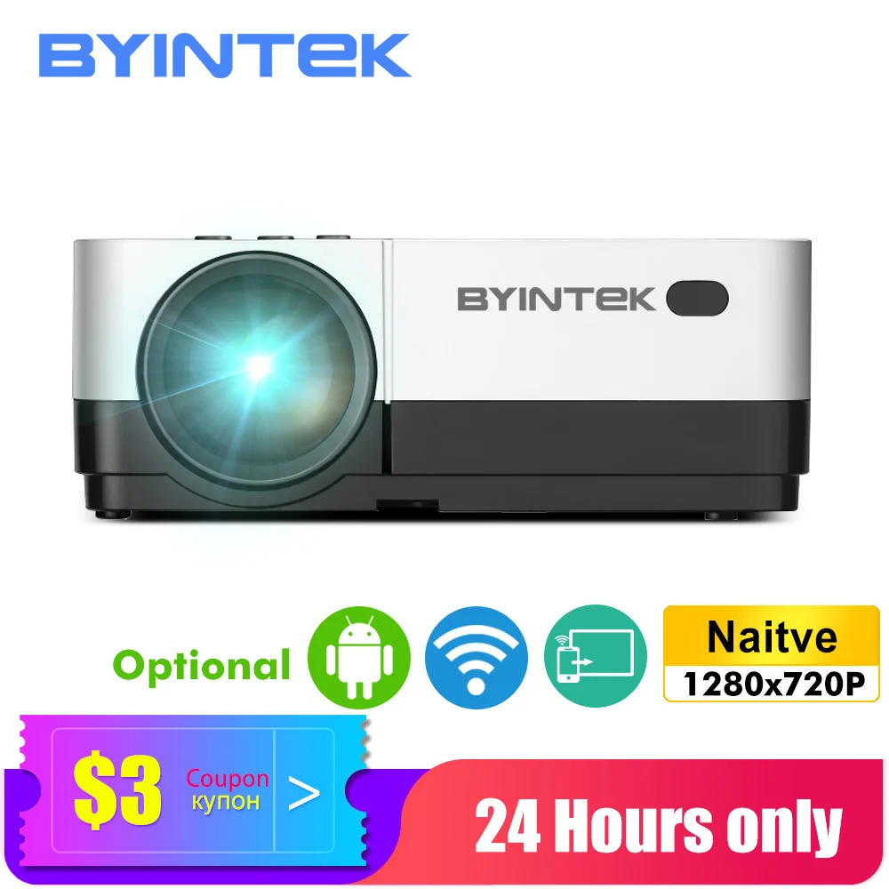 Мини проектор BYINTEK K7 1280x720P умный видеопроектор Android Wifi Портативный светодиодный