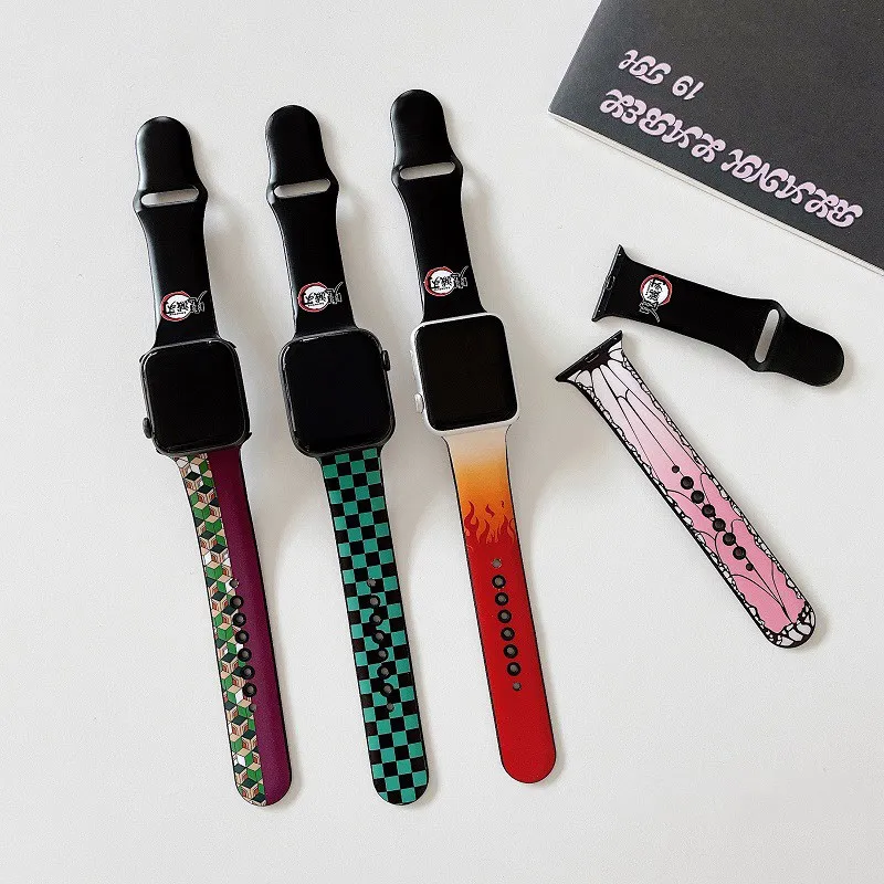 

Demon Slayer Kamado Tanjirou Tomioka Giyuu Bracelet Smart Band Replacement For Iwatch Silicone Wrist Strap For Apple Watch 4 5 6