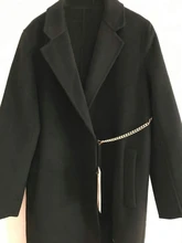 Woolen Coat Belt-Chain Long Winter Women Autumn New And Lapel Simple Straight AIGYPTOS