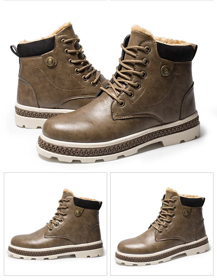 Теплые ботинки мужские кроссовки г. Модные зимние ботинки из искусственной кожи бархатная повседневная обувь мужские зимние ботинки рабочая обувь на шнуровке мужские большие размеры
