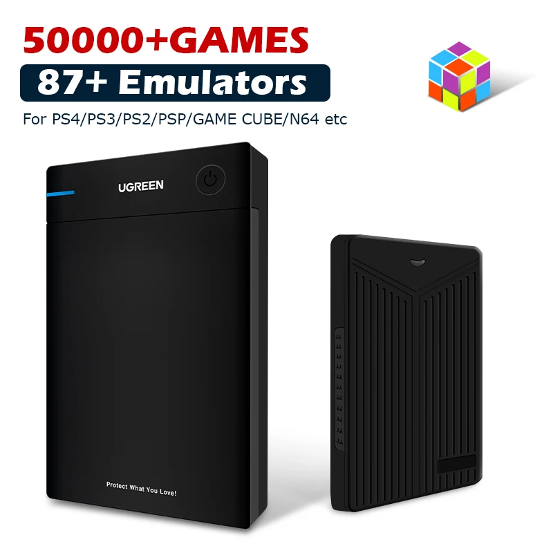 Внешний игровой жесткий диск с 50000 + Ретро-играми для PS4/PS3/PS2/Wii u/SS/PSP/N64 портативный