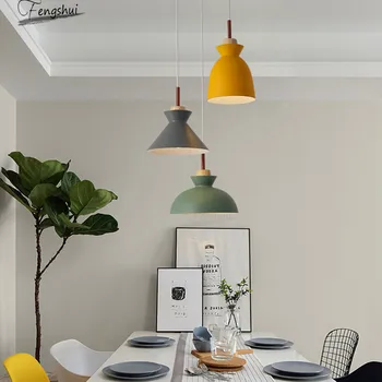 

Modern Macaron Color LED Pendant Lights Fixtures Nordic Dining Room Hanging Lamp Bar Counter Living Room Bedroom Decor Luminaria