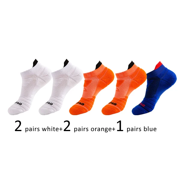 Veridical 5 Pairs Athletic Sport Running Socks For Men Colorful Cotton Breathable Deodorant Quick-Drying Ankle Boat Socks Brand 2white2orange1blue