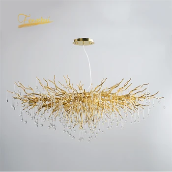 

Nordic Crystal LED Chandelier Gold Loft Lighting Lamp Living Room Bedroom Decor Chandeliers Kitchen Island Indoor Light Fixture