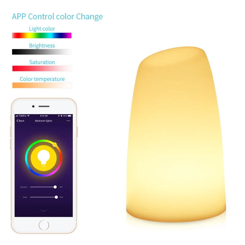 Умная светодиодная RGB ночник с Wi Fi лампа управлением через приложение работает