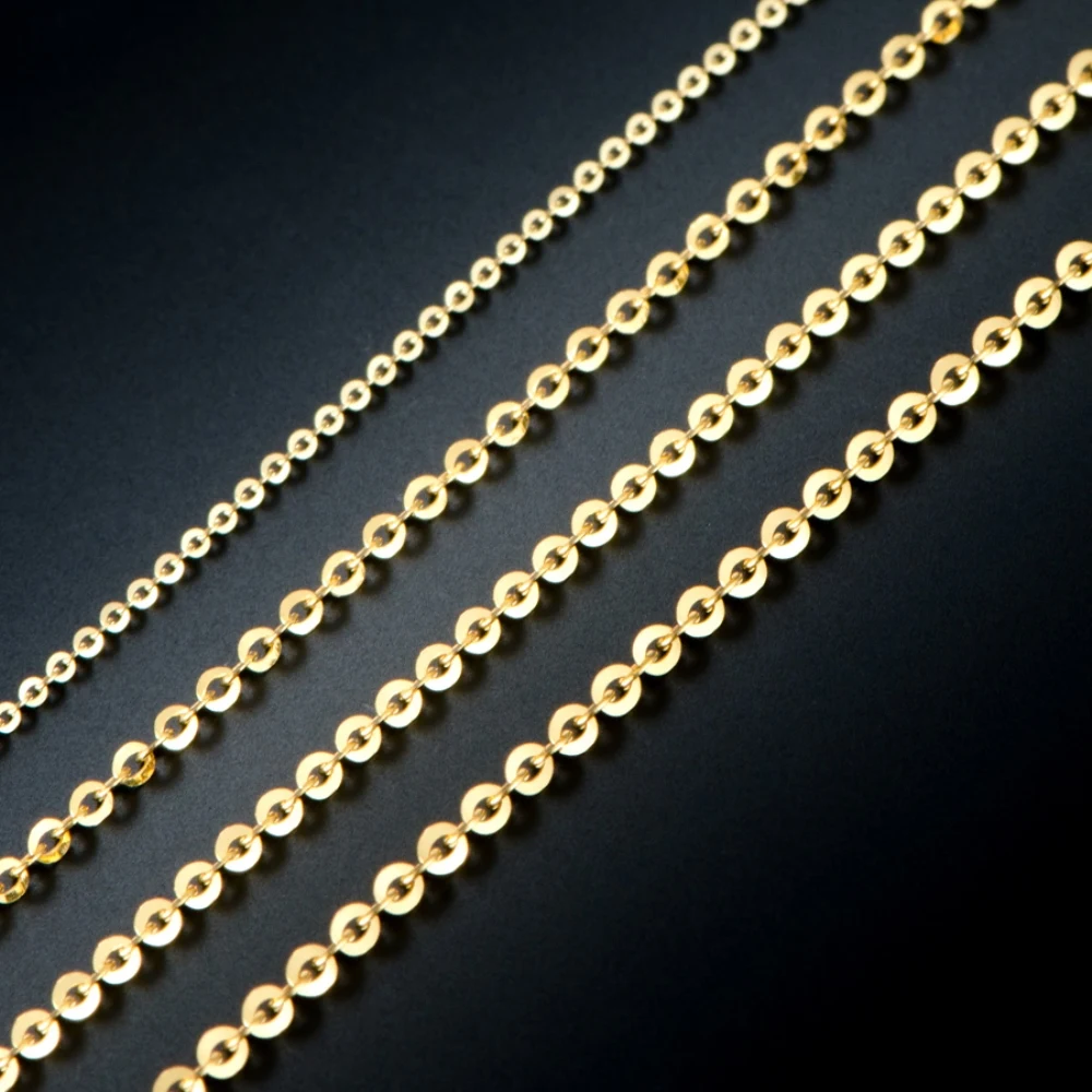 

Pure 18k Yellow Gold Necklace Width 1mm/1.2mm/1.4mm/1.6mm/ 2mm O Link Chain Necklace Stamped Au750 For Woman Gift 40cm-60cm