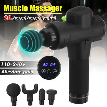 

Therapy Massage Guns 4 Heads LCD Display Muscle Massager Deep Tissue Massage Body Relax Pain Relief Slimming 20 Speeds With Bag