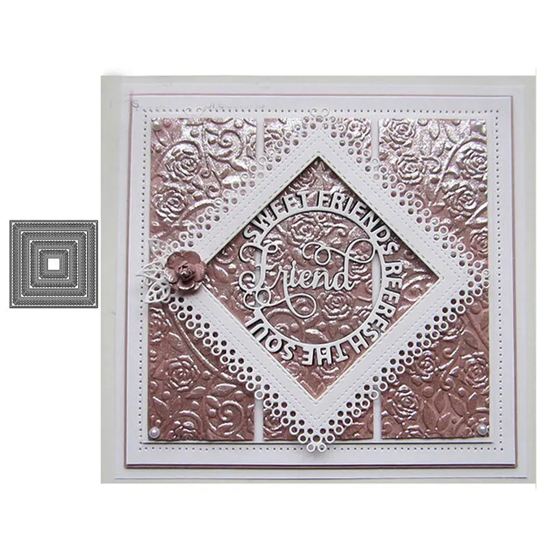 

JC Metal Cutting Dies Scrapbook Oversize Large Lace Square Frame Shape Stencil Handmade Card Make Mould Model Craft Decoration
