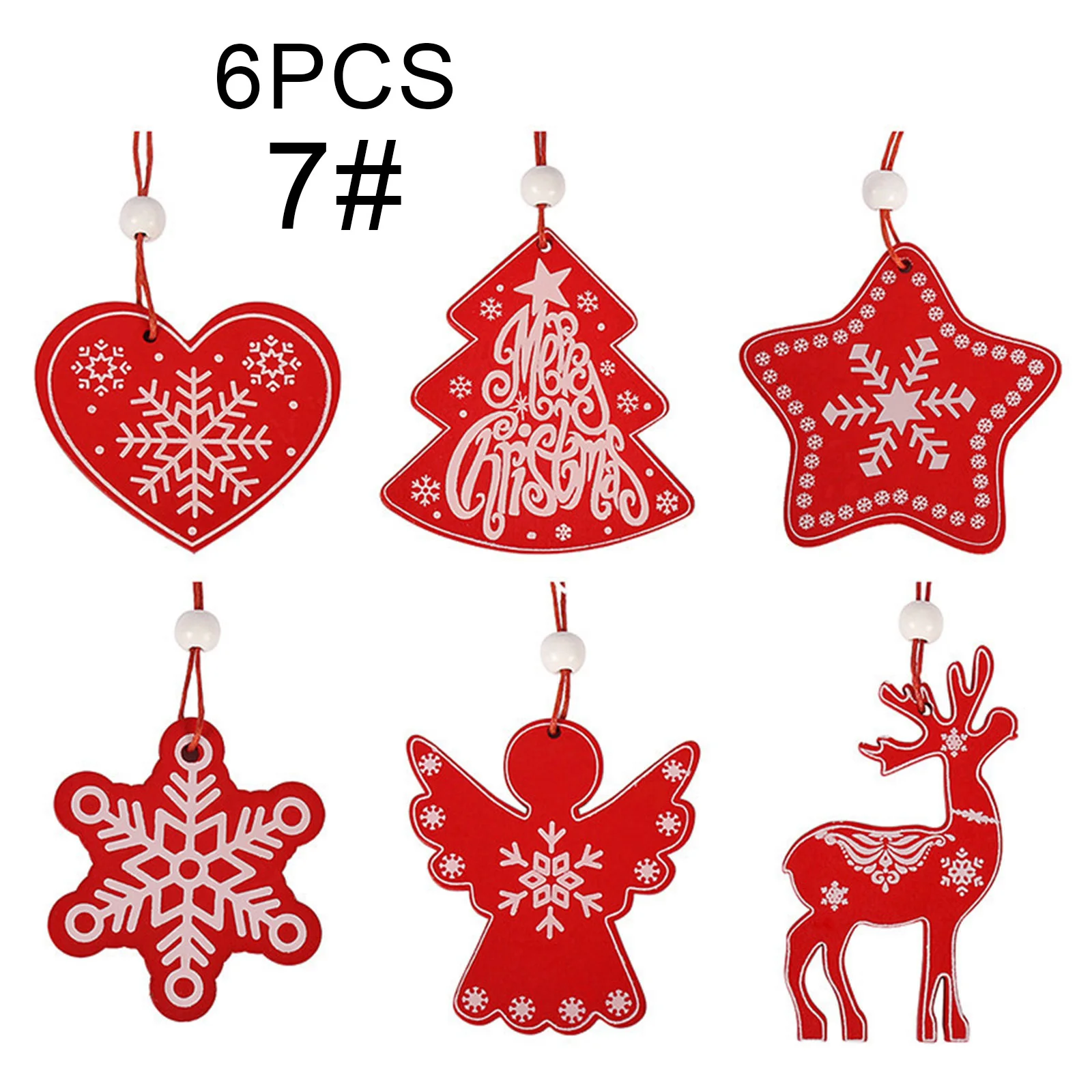 Pendentif en bois rouge à motifs de noël, ornement suspendu d'arbre de