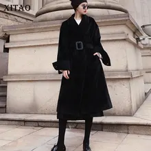 XITAO, длинные, женские, смешанные, модные, новинка, зима, широкая талия, отложной воротник, длинный рукав, бандаж, миноритарное повседневное пальто DMY1788
