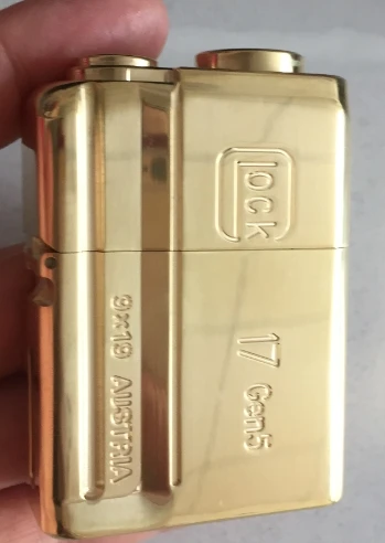 Латунная Зажигалка ручной работы GLOCK 17 модель WZH 6*4 2*2 см вес 190 г Ограниченная