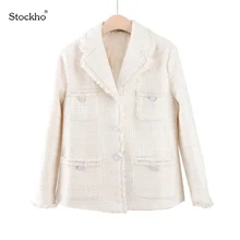 Veste une pièce en tissu de laine, Style dame, manteau en tissu de laine, mode Plaid, costume pipi, nouveau haut décontracté, printemps automne, 2021 