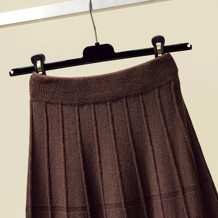 Beiyingni בציר חצאית נשים לסרוג גבוהה מותן קו רך מזדמן אלגנטי שחור חצאיות Streetwear אביב סתיו אופנה Midi Saia