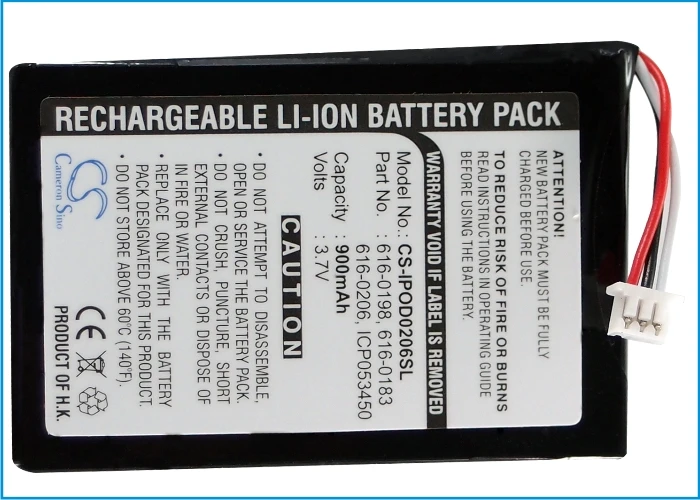Cameron sino 900mAh аккумулятор для iPOD Фото, iPOD U2 20GB Цветной дисплей MA127, фото 30GB M9829, 616-0206