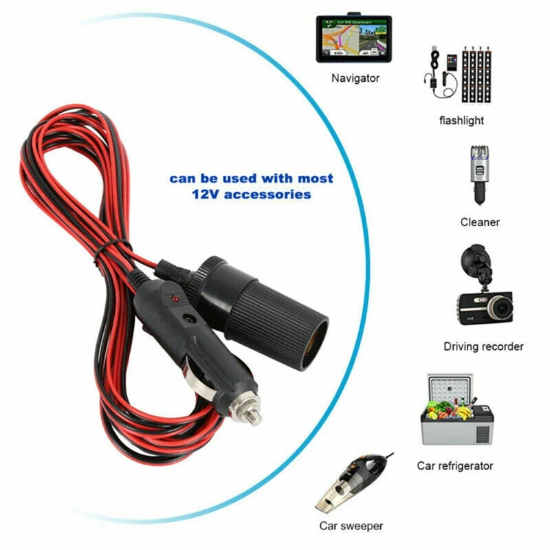 

5M Car Cigarette Lighter Cord Auto Interior 12V Universal Socket Extension Cable Adapter Charger Accessories