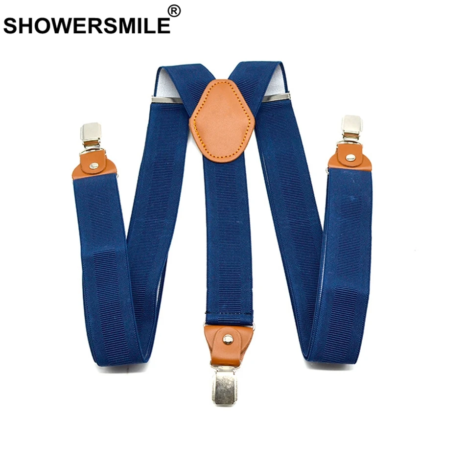 SHOWERSMILE темно синие штаны на подтяжках для мужчин мужские брюки с поясом