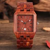 Retro Wood Watches for Men Unique Rectangle Dial Light Clock Man Full Natural Woody Bracelet Calendar Date Quartz Wrist Watches ► Photo 3/6