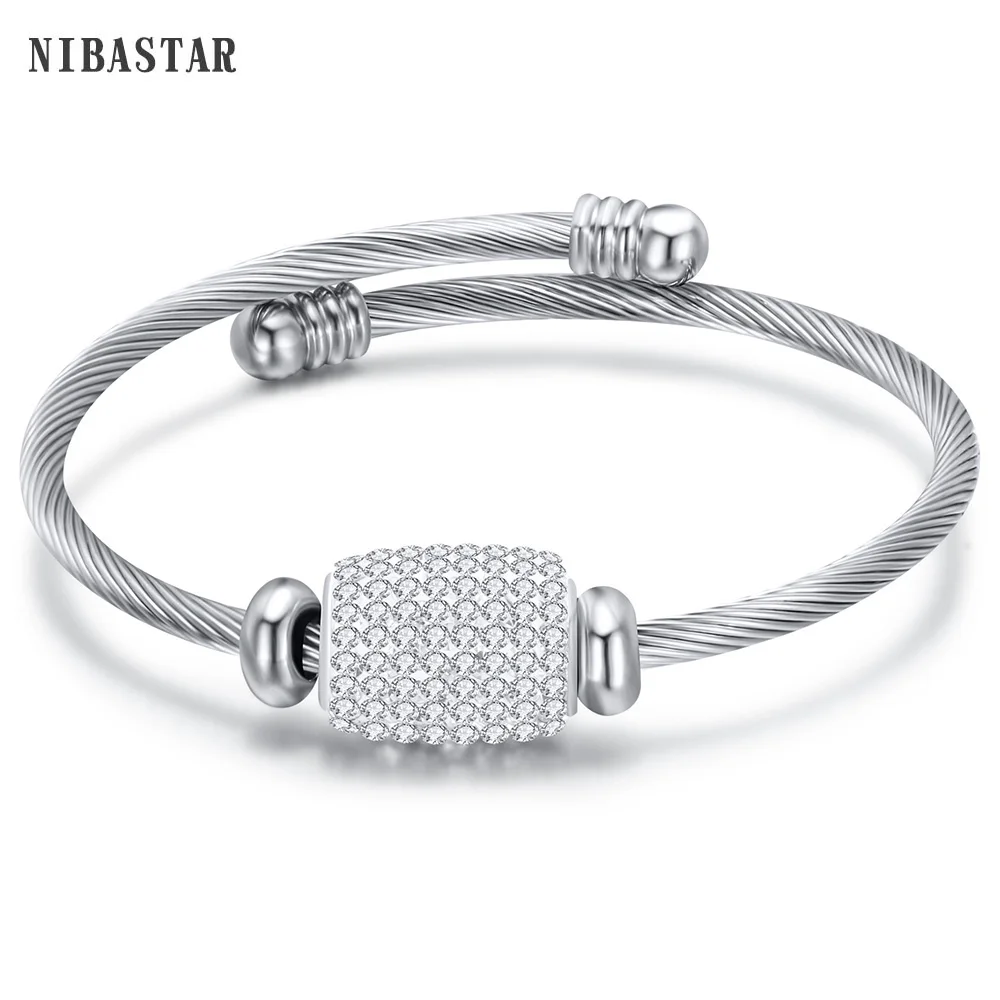 Модные DIY ювелирные браслеты бусины сменные из нержавеющей стали Хрустальный