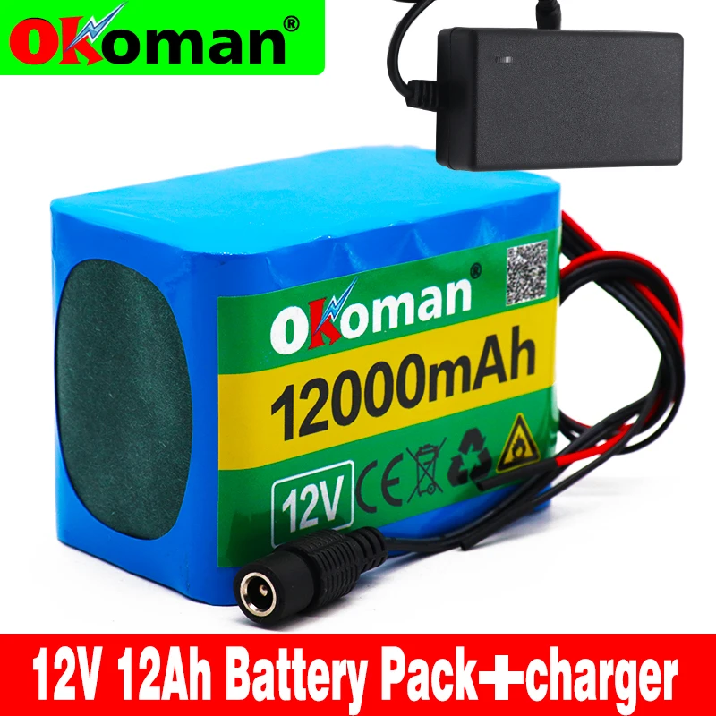 Okoman 12V 12Ah 18650 литиевая батарея 12 6 V 12000mAh аккумуляторная с BMS для