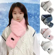

New USB Heated Scarf Winter Solid Color Unisex Plush Scarf Comfortable to Use Quick Heating Thermal Scarf for Outdoor