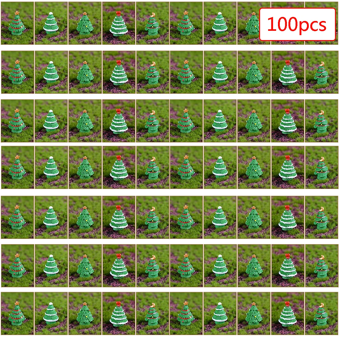 

100Pcs 4cm Large Size Sand Table Micro Landscape Christmas Tree Model - Dark Green (Random Type)