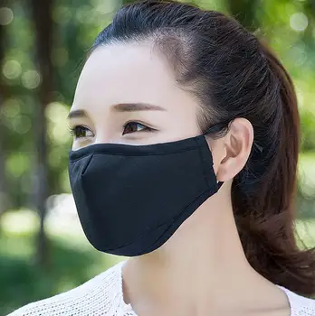 

Trendy Solid Color Cotton PM2.5 Mouth Mask Anti Dust Mask Activated Carbon Filter Windproof Mouth-muffle Breathable Face Masks