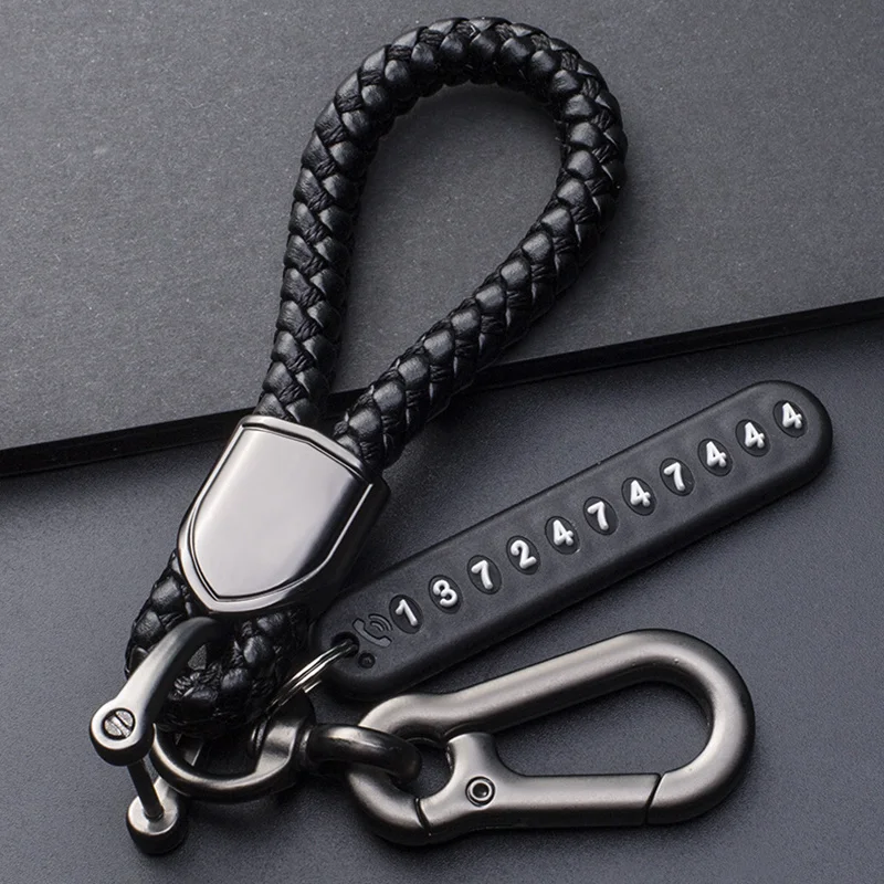 

Anti-Lost Car Key Split Rings with Phone Number Strip Card Auto Key Pendant Rope Men Women Key Accessories