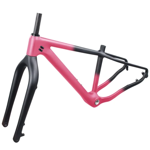 front half pink Новая углеродная Толстая велосипедная Рама 26er углеродная mtb Толстая велосипедная рама 26 × 4,8 толщина шин углеродная горная Снежная рама Рама для шоссейного велосипеда - Цвет: front half pink