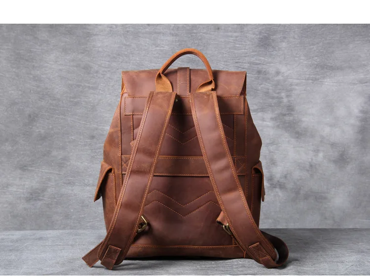 Мужской рюкзак из натуральной кожи, большой емкости, классический рюкзак ручной работы, дизайнерский винтажный высококачественный рюкзак из воловьей кожи