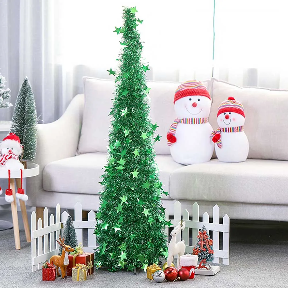 

Portable Ornament Delicate Gift Office DIY Holiday Folding Christmas Tree Sequin Festival Party Home Decor Plastic